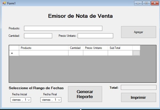 Emisor de Nota de Venta